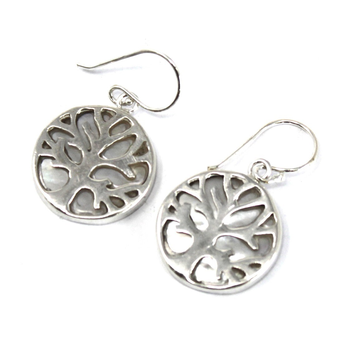 Tree of Life Silver Earrings 15mm - Mother of Pearl - Per case: 1 Piece