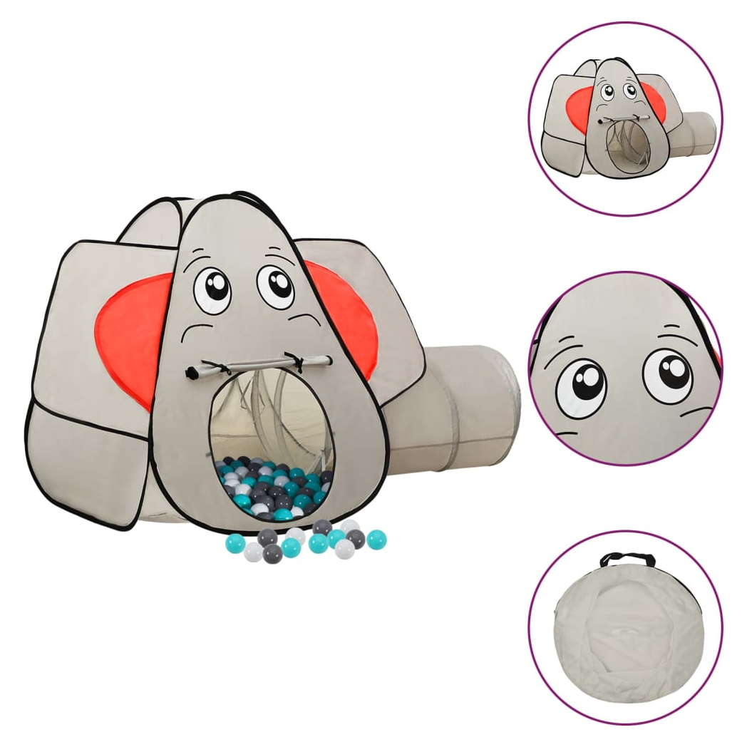 Elephant Children Play Tent with 250 Balls Grey 174x86x101 cm