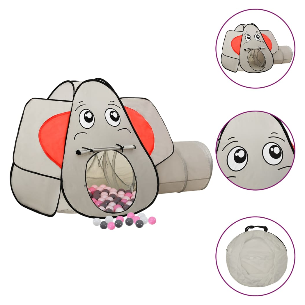 Elephant Children Play Tent with 250 Balls Grey 174x86x101 cm