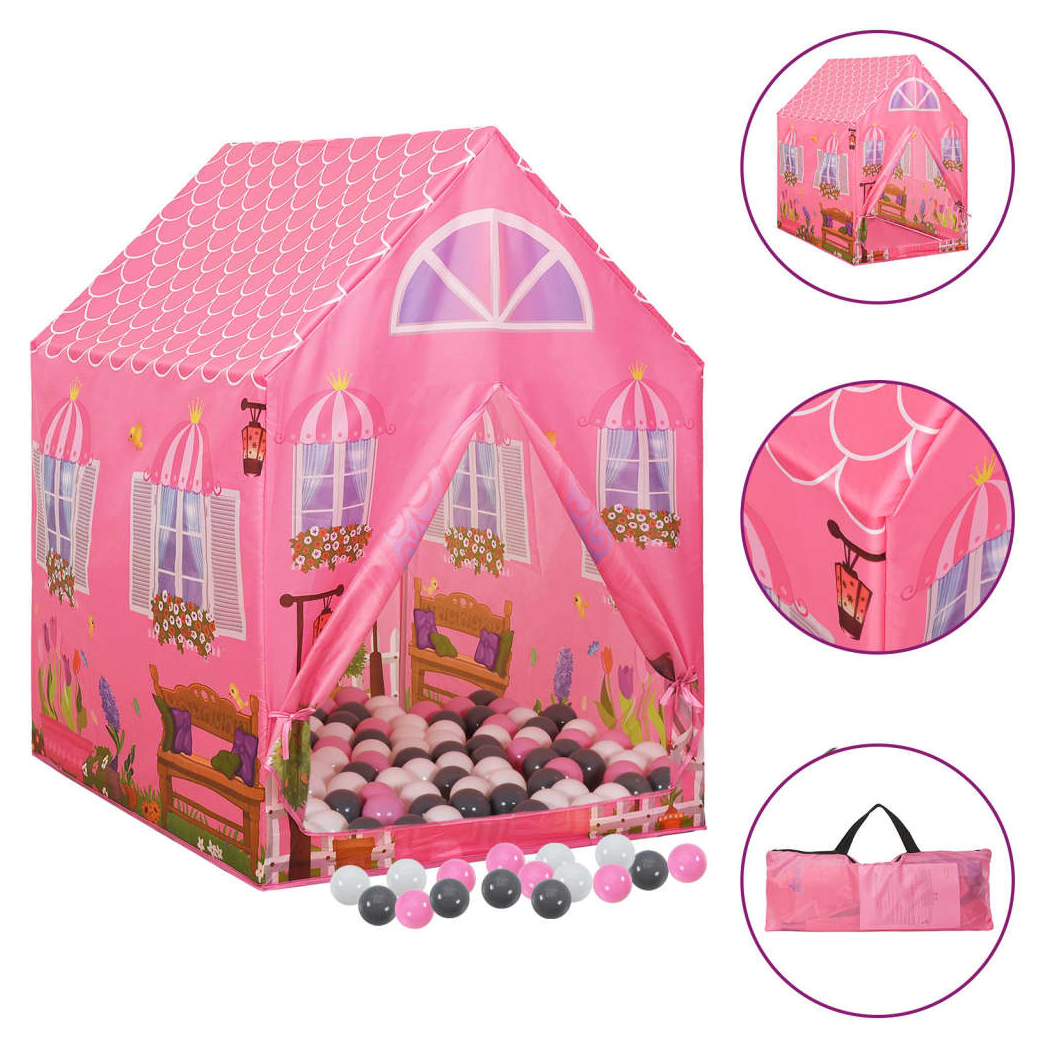 Children Play Tent with 250 Balls Pink 69x94x104 cm