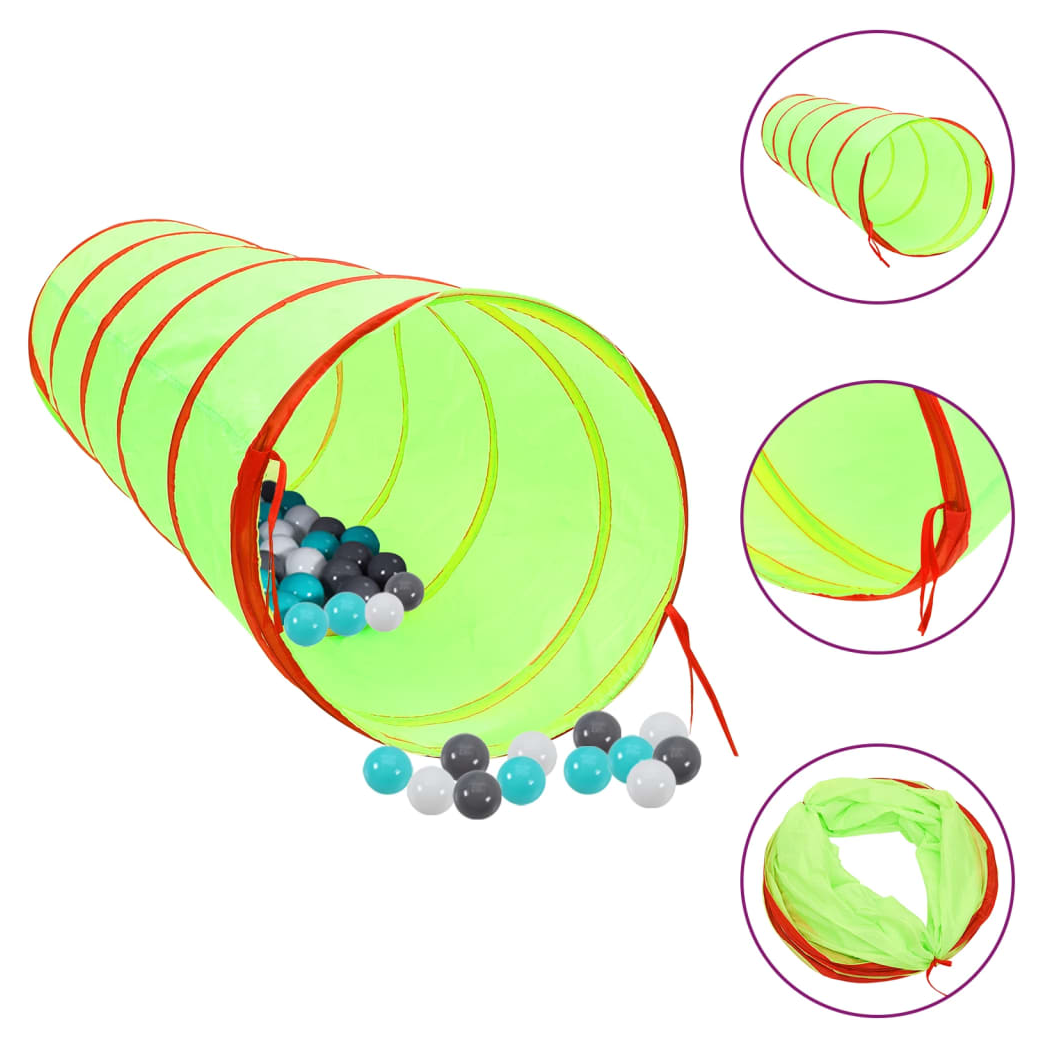 Children Play Tunnel with 250 Balls Green 175 cm Polyester
