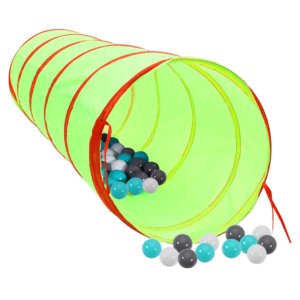 Children Play Tunnel with 250 Balls Green 175 cm Polyester