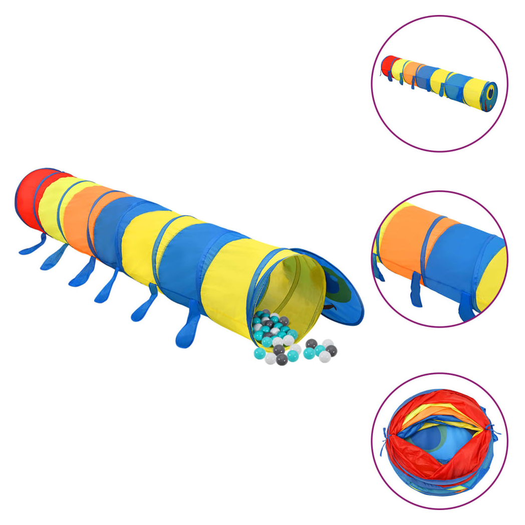Children Play Tunnel with 250 Balls Multicolour 245 cm Polyester