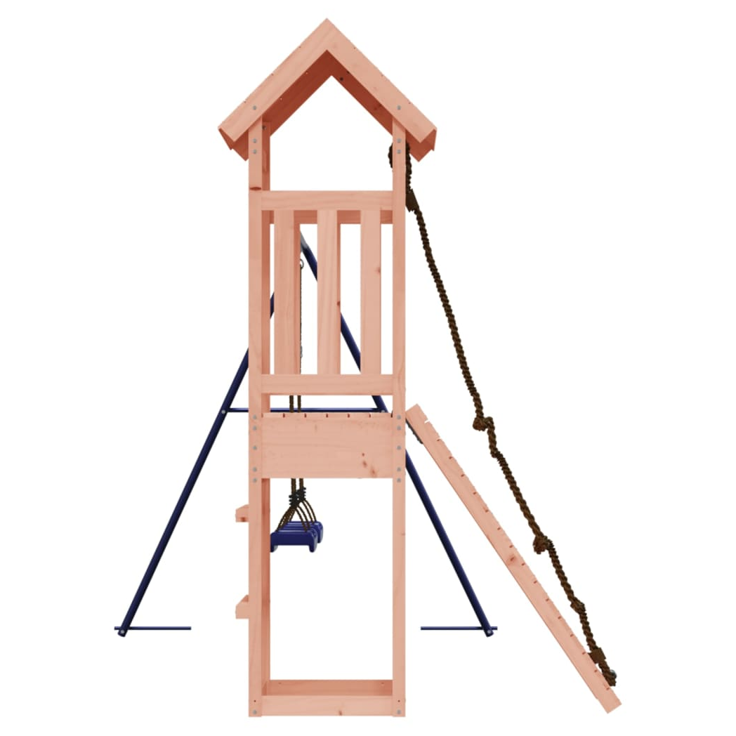 Playhouse with Climbing Wall Swings Solid Wood Douglas