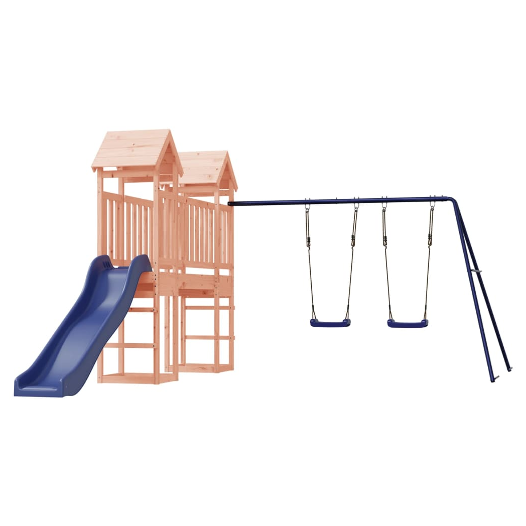 Playhouse with Slide Swings Solid Wood Douglas