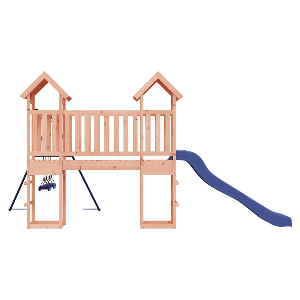 Playhouse with Slide Swings Solid Wood Douglas