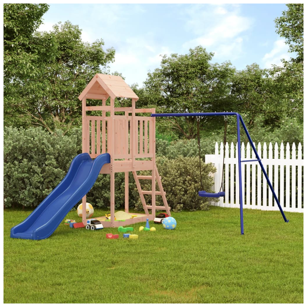 Playhouse with Slide Swing Solid Wood Douglas