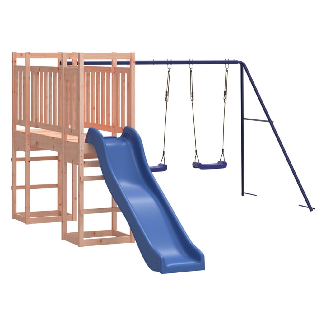 Playhouse with Slide Swings Solid Wood Douglas