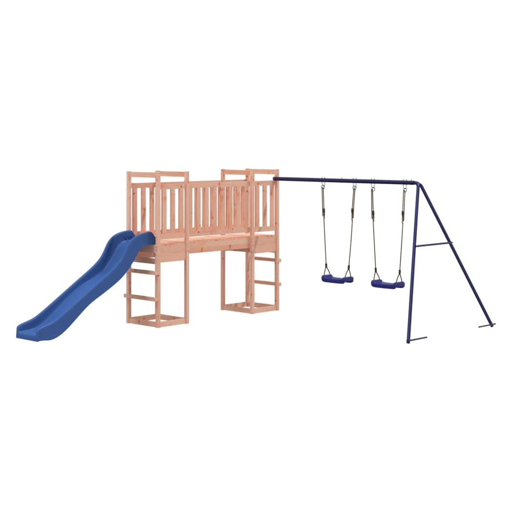 Playhouse with Slide Swings Solid Wood Douglas