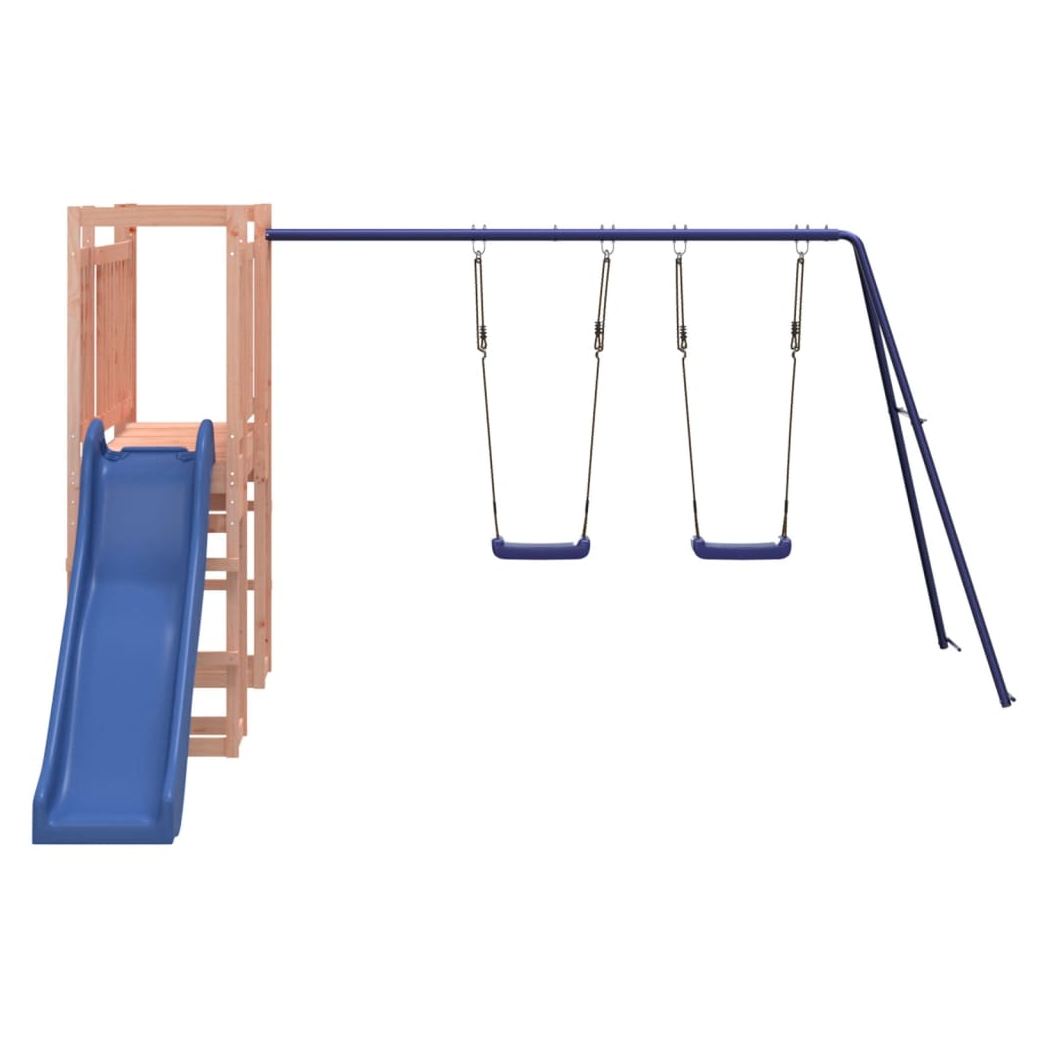 Playhouse with Slide Swings Solid Wood Douglas