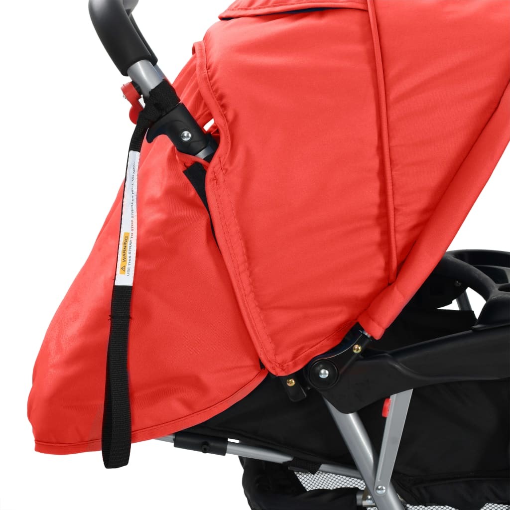 vidaXL Tandem Stroller Steel Red and Black