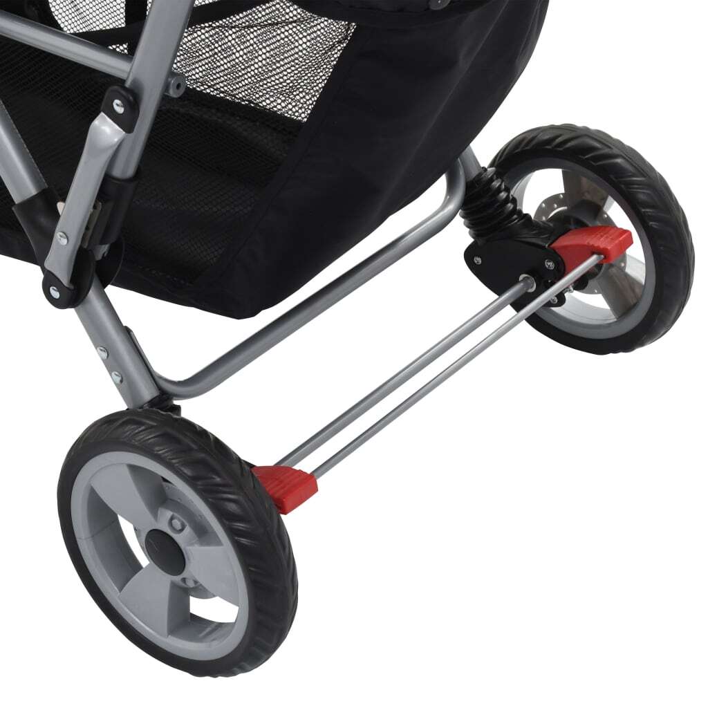 vidaXL Tandem Stroller Pink and Black Steel