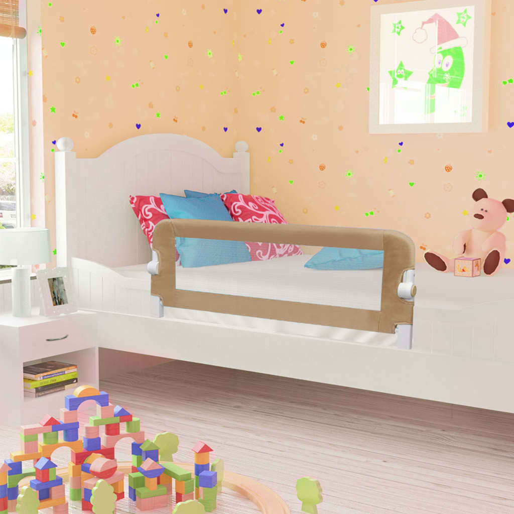 vidaXL Toddler Safety Bed Rail Taupe 102x42 cm Polyester