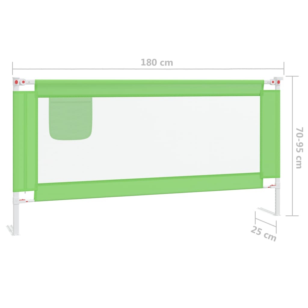 vidaXL Toddler Safety Bed Rail Green 180x25 cm Fabric