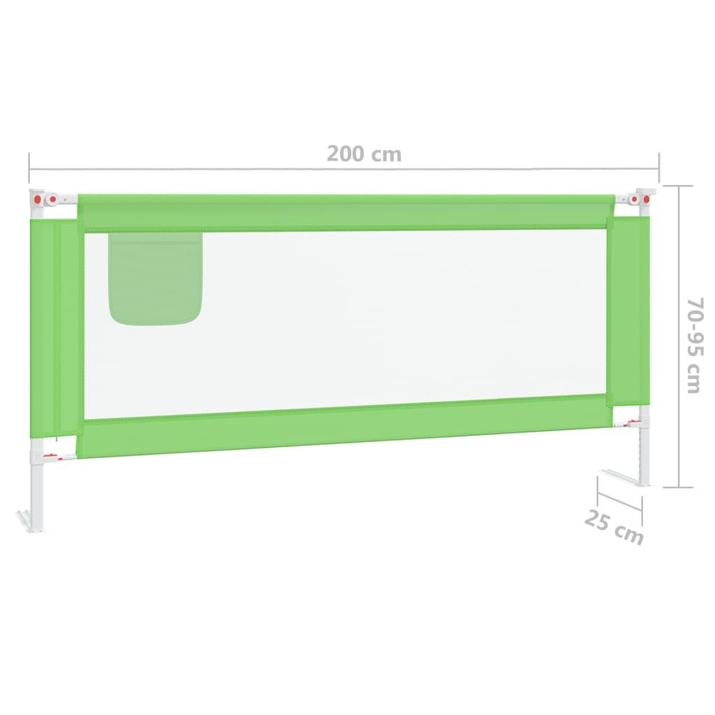 vidaXL Toddler Safety Bed Rail Green 200x25 cm Fabric