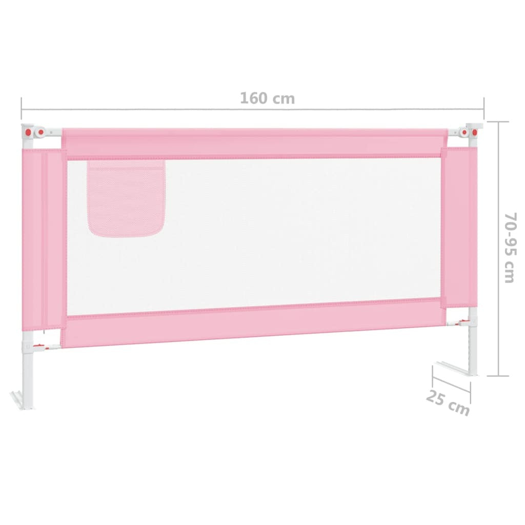 vidaXL Toddler Safety Bed Rail Pink 160x25 cm Fabric