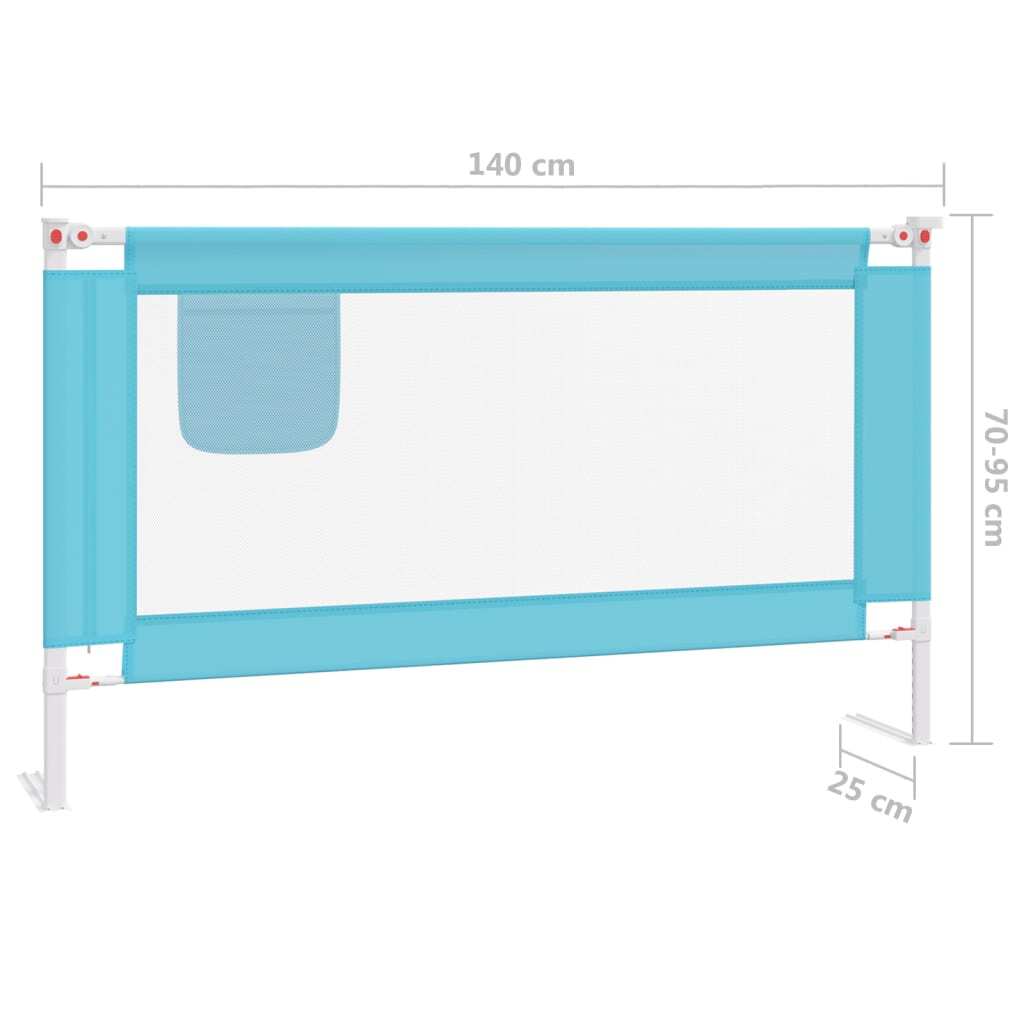 vidaXL Toddler Safety Bed Rail Blue 140x25 cm Fabric