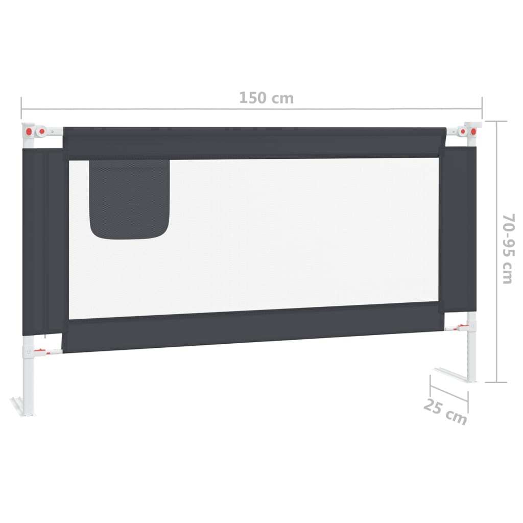 vidaXL Toddler Safety Bed Rail Dark Grey 150x25 cm Fabric