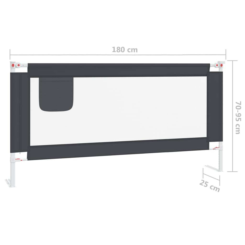 vidaXL Toddler Safety Bed Rail Dark Grey 180x25 cm Fabric