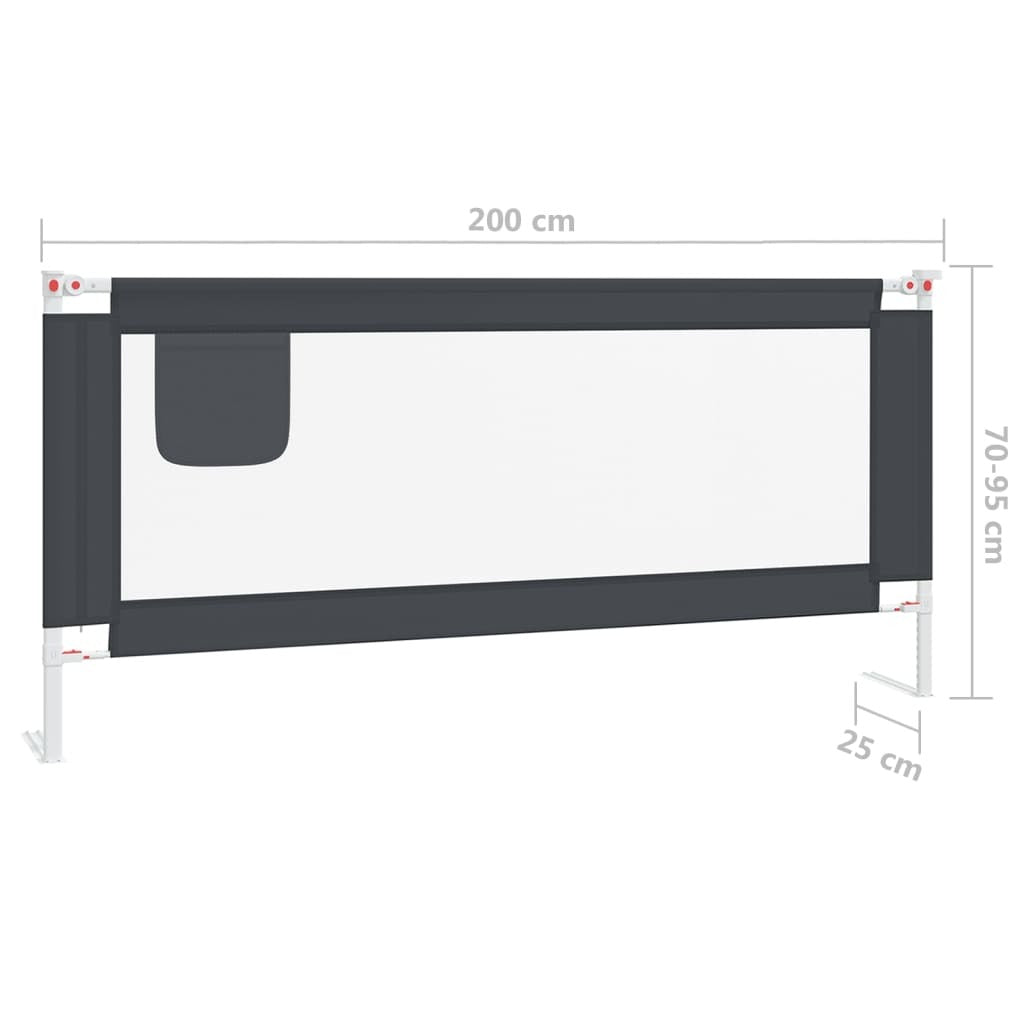 vidaXL Toddler Safety Bed Rail Dark Grey 200x25 cm Fabric