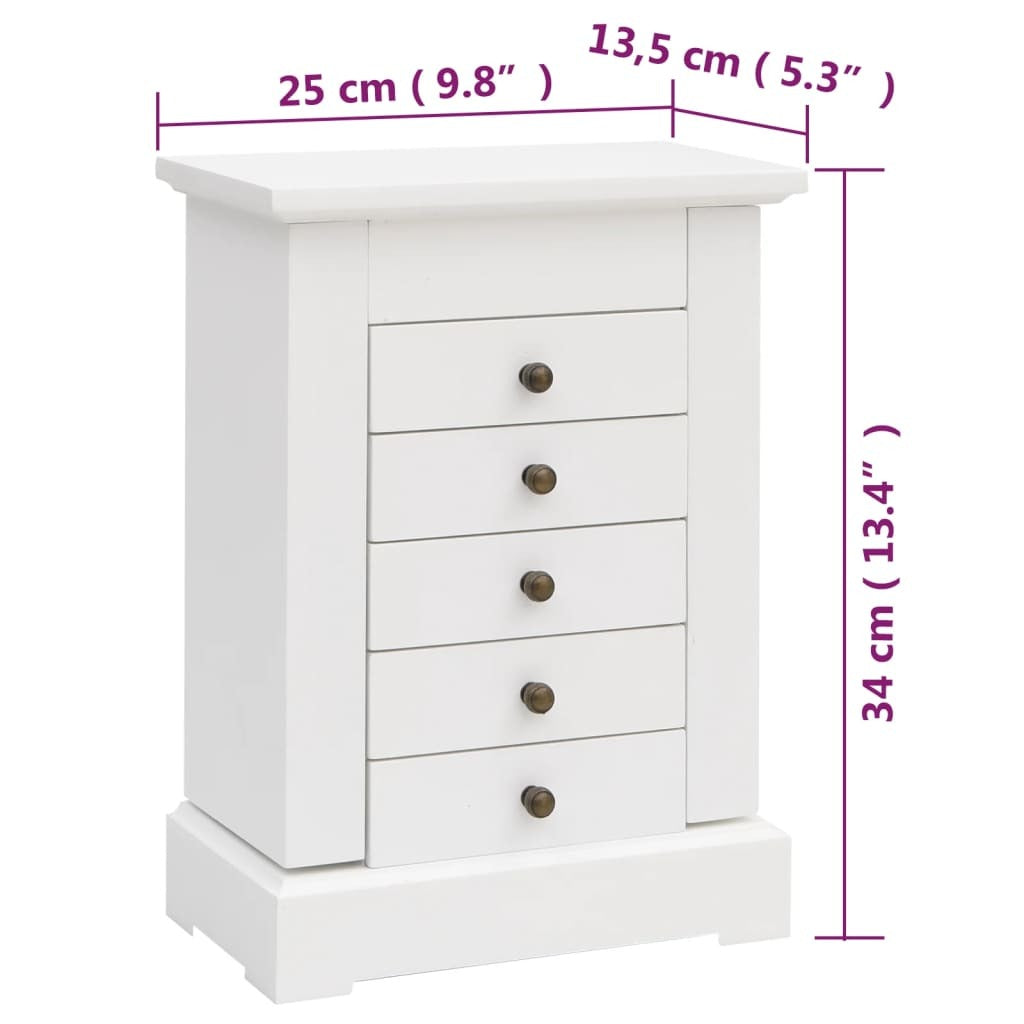 vidaXL Jewellry Case with Mirror MDF 25x13.5x34 cm