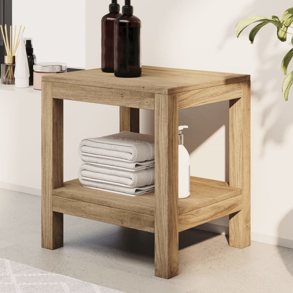 vidaXL Shower Bench 45x35x45 cm Solid Wood Teak