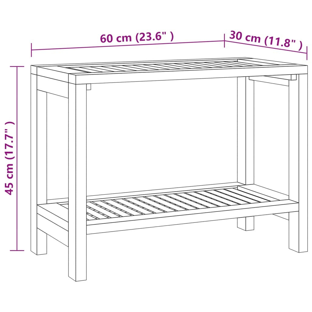 vidaXL Shower Bench 60x30x45 cm Solid Wood Teak