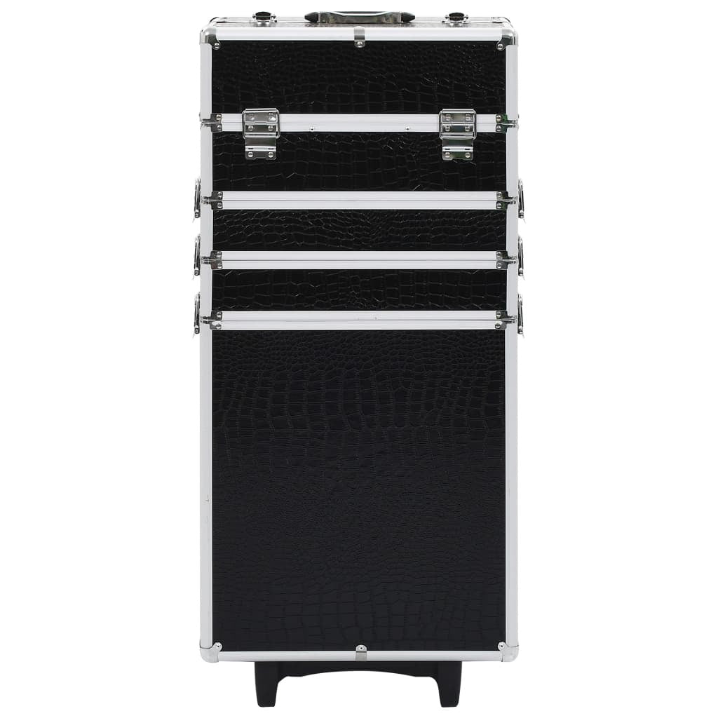 vidaXL Make-up Trolley Aluminium Black with Crocodile Pattern