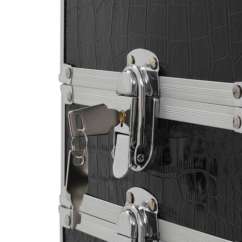 vidaXL Make-up Trolley Aluminium Black with Crocodile Pattern