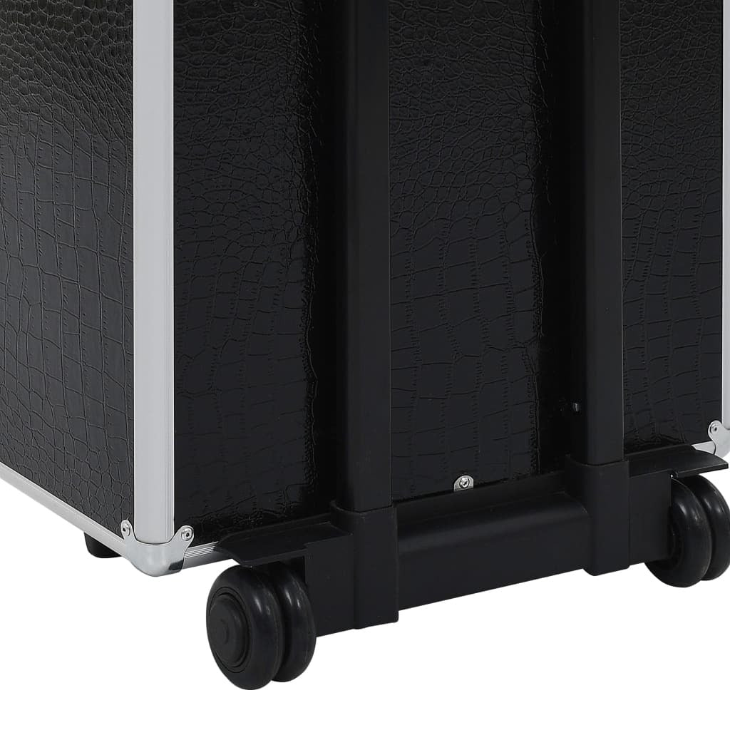 vidaXL Make-up Trolley Aluminium Black with Crocodile Pattern