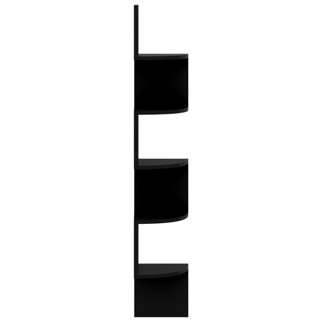 Wall Corner Shelf High Gloss Black 19x19x123 cm Engineered Wood