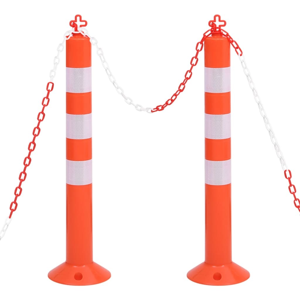 Traffic Control Bollards 2 pcs with Chain 75 cm PE