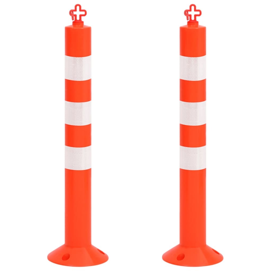Traffic Control Bollards 2 pcs with Chain 75 cm PE