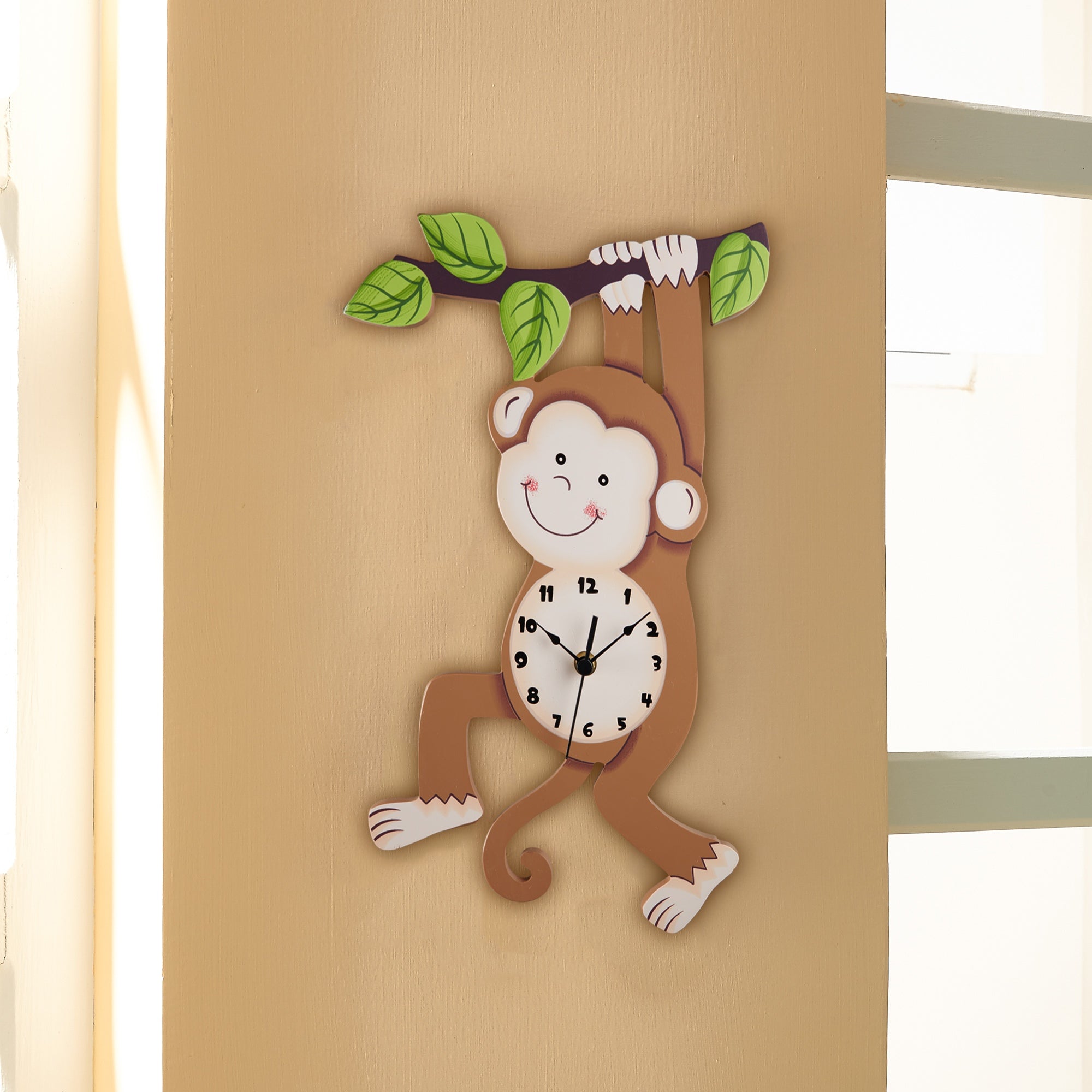 Kids Monkey Wall Clock Animal Themed Sunny Safari by Fantasy Fields TD-0081AR