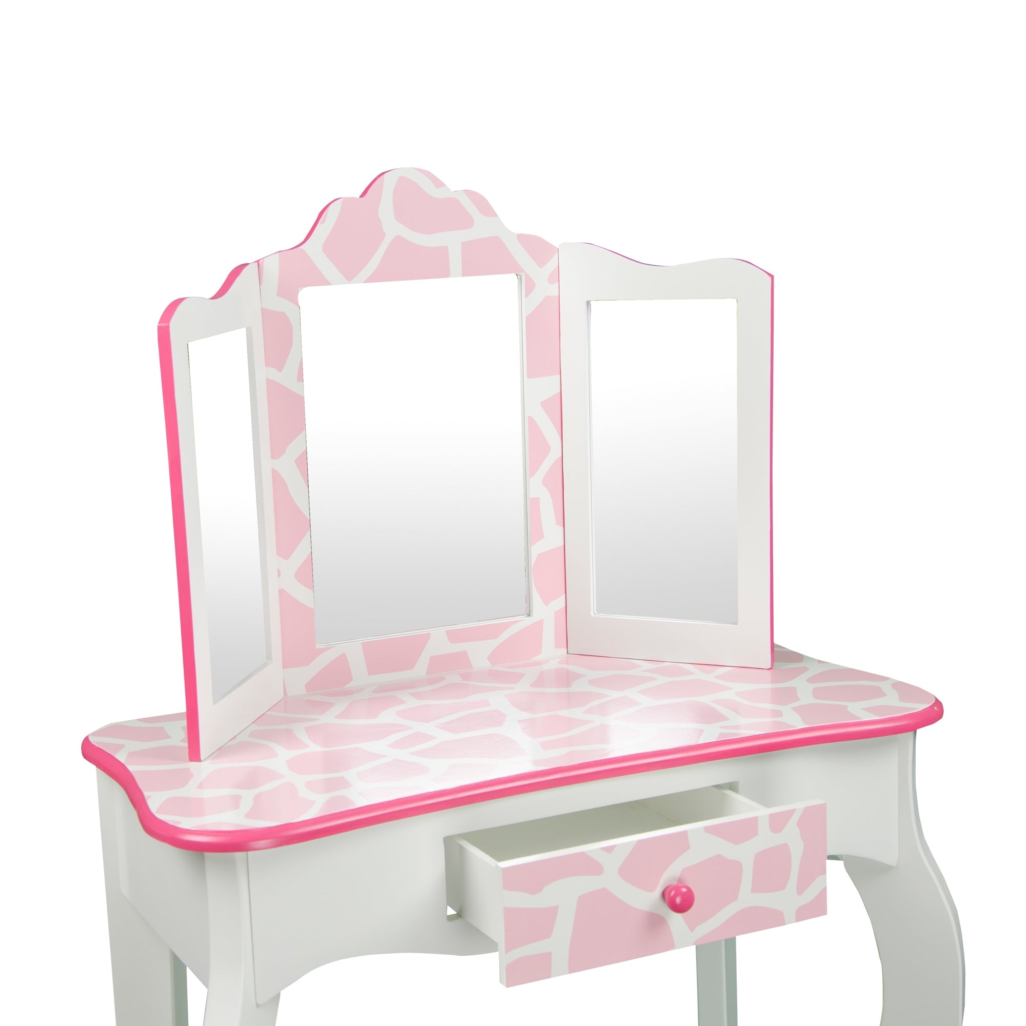 Fantasy Fields Dressing Table Vanity Set w/ Mirror Stool Animal Print TD-11670D