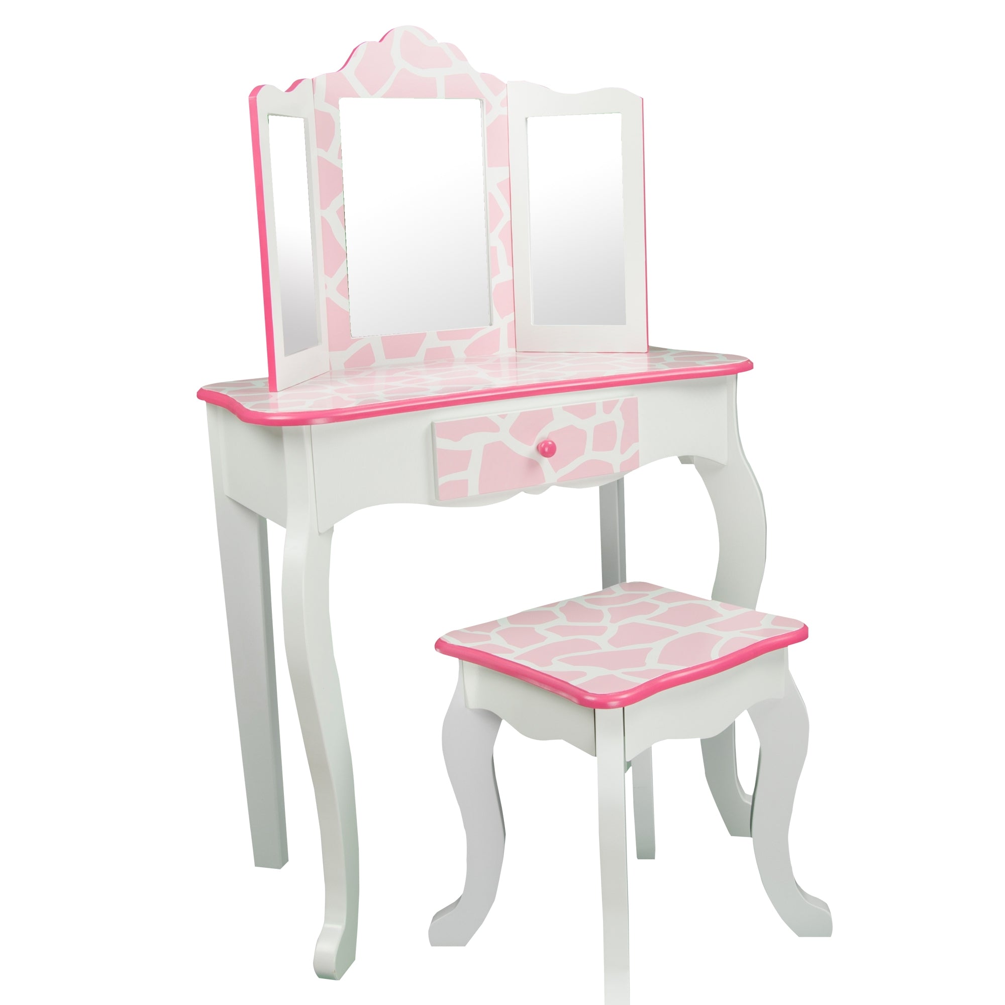 Fantasy Fields Dressing Table Vanity Set w/ Mirror Stool Animal Print TD-11670D