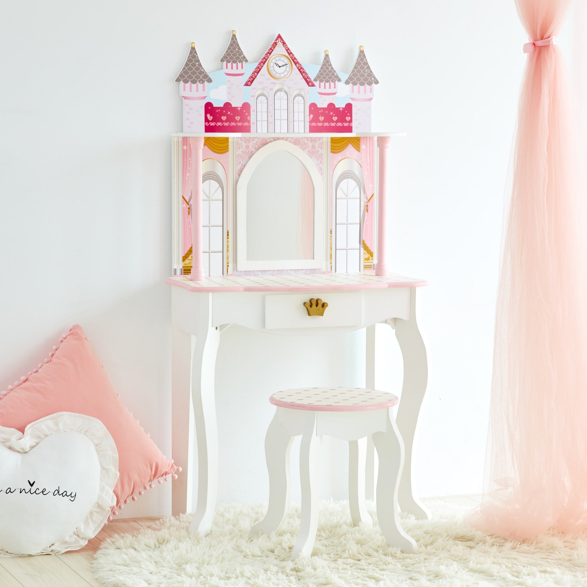 Fantasy Fields Castle Dressing Tables Vanity Table w/ Mirror and Stool TD-12951A