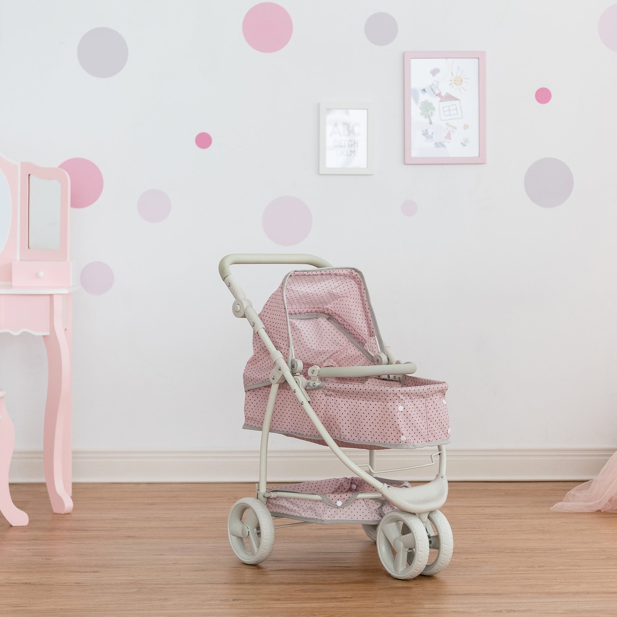 Olivia's Little World Dolls Pink Pram Stroller Pushchair For Baby Dolls OL-00009