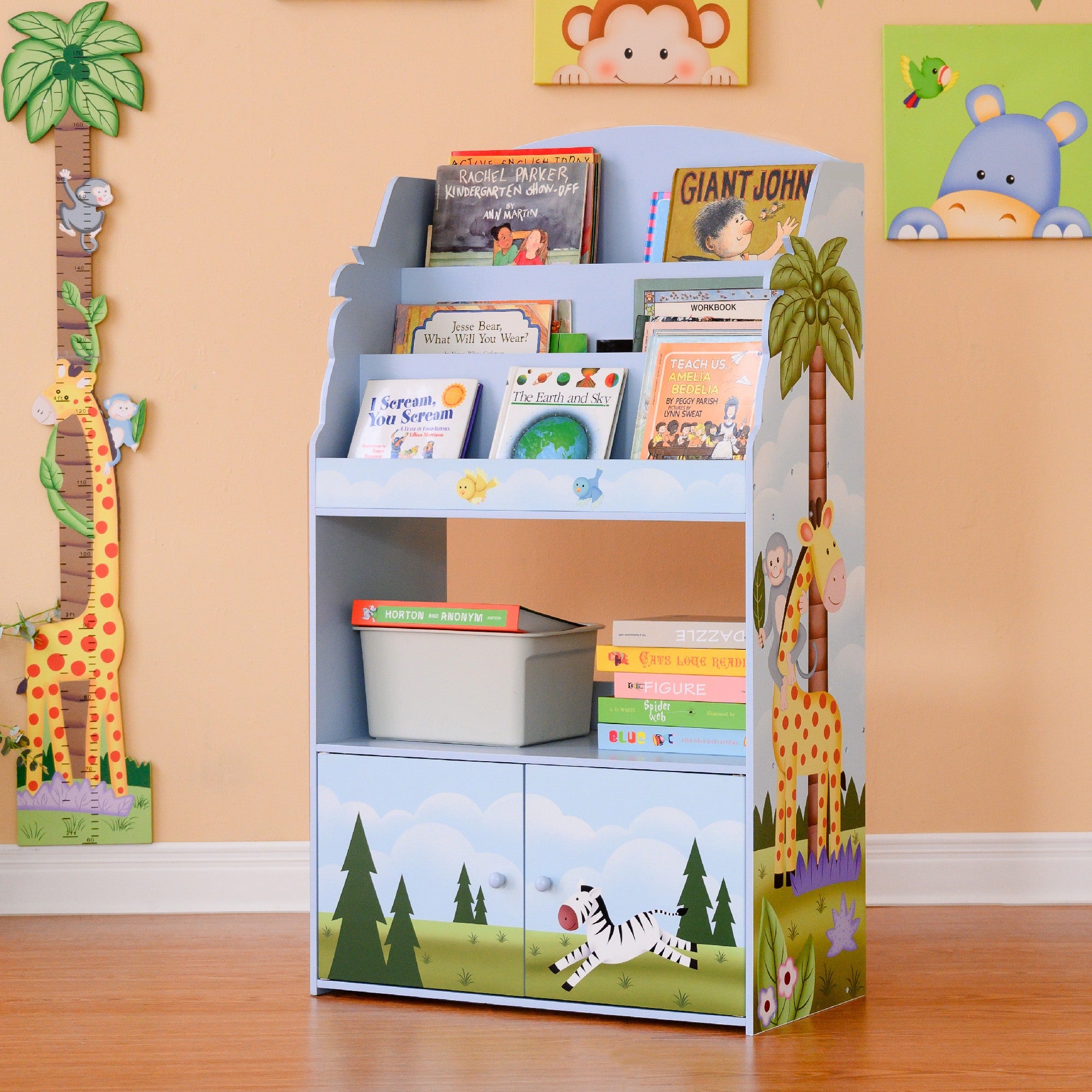 Fantasy Fields Kids Wooden Bookcase 3 Tier & Drawer Sunny Safari TD-13394SS