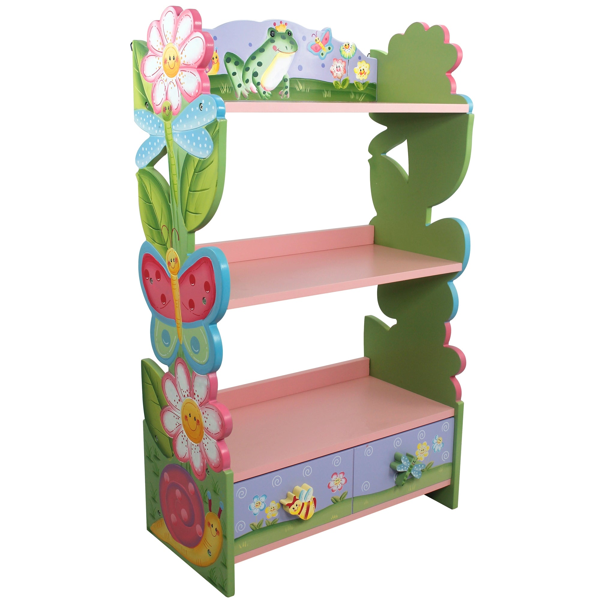 Fantasy Fields Kids Bookcase with Storage & Drawer, Pink Bookshelf for Children