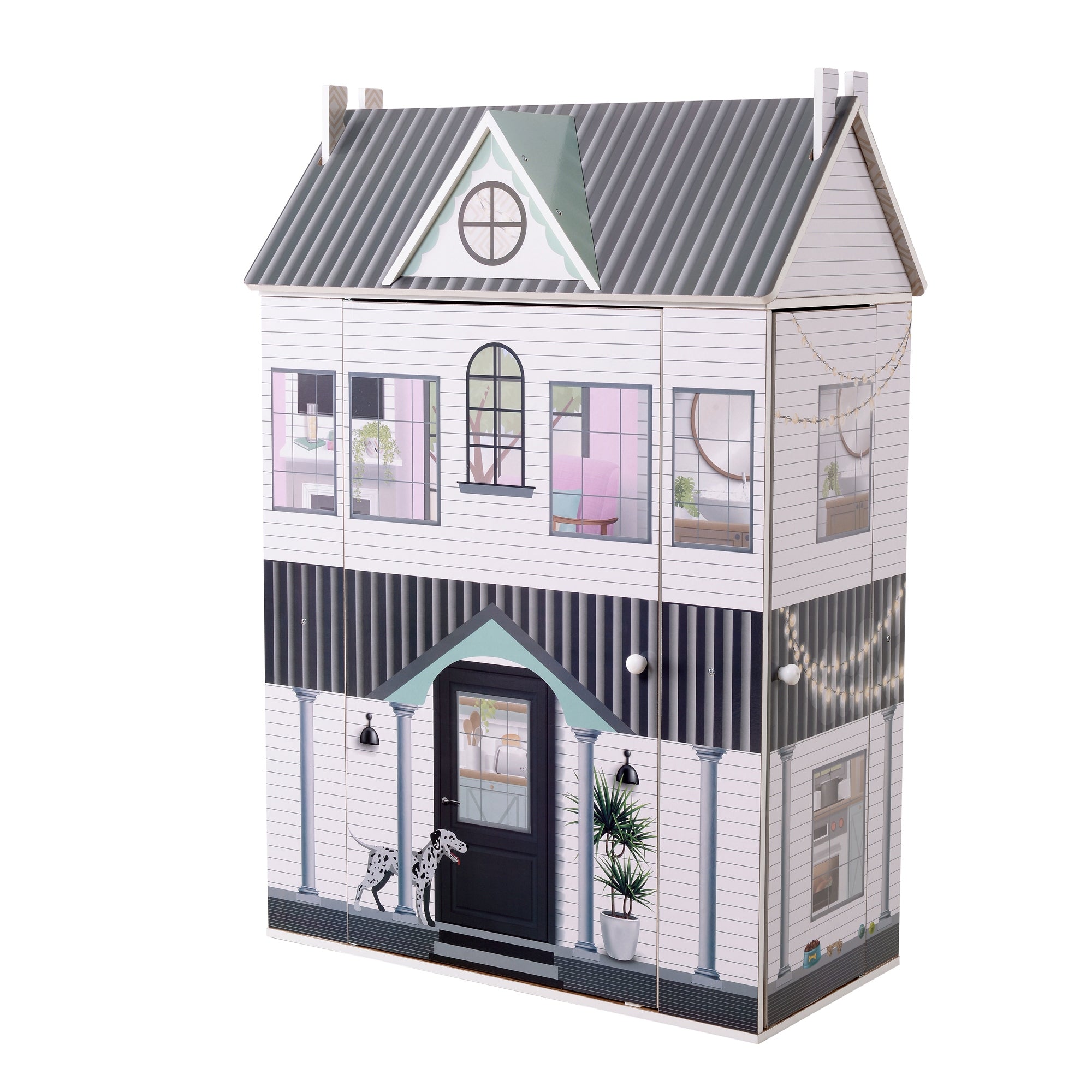 Olivia's Little World Kids Wooden Doll House 3 Floors & 13 Accessories TD-13632A