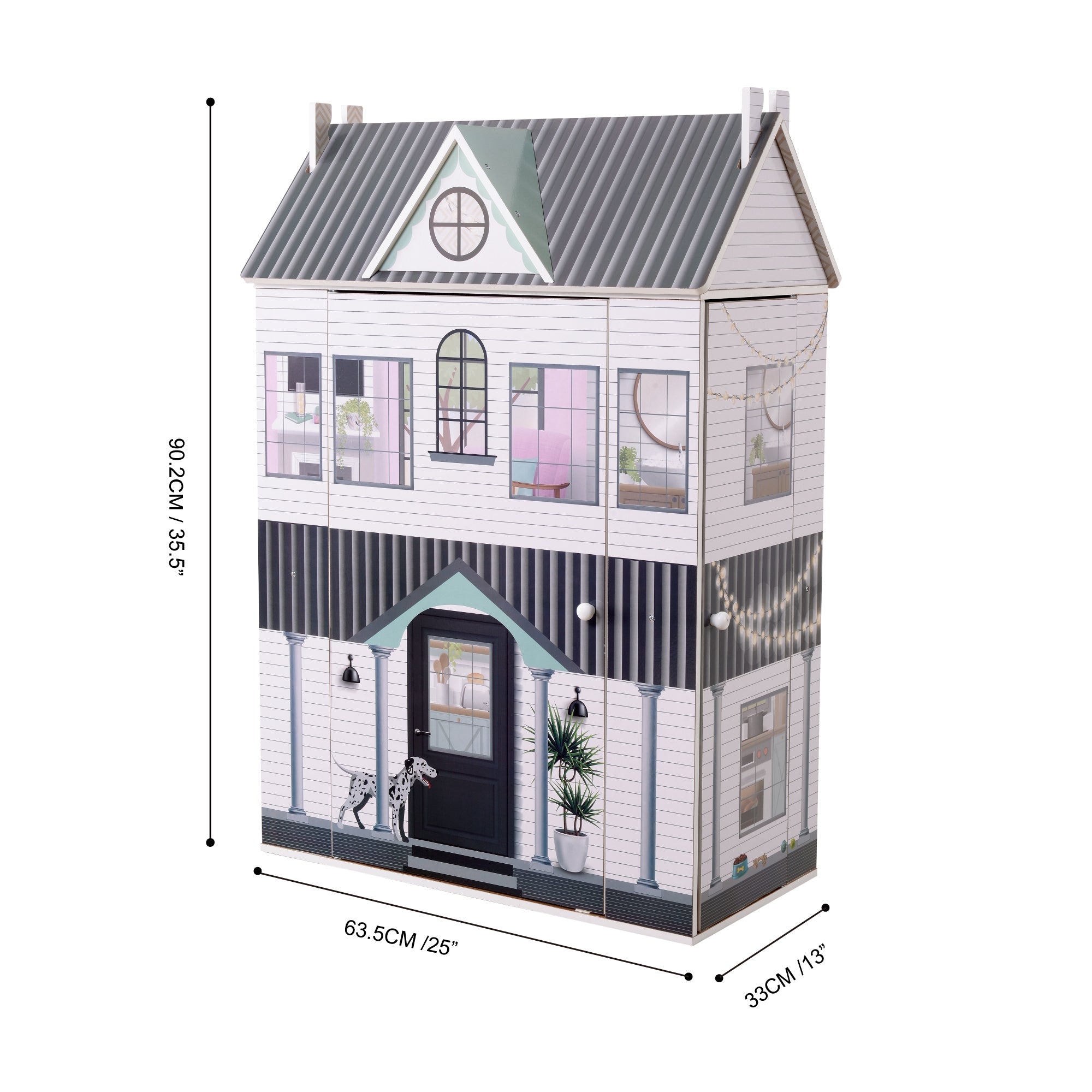 Olivia's Little World Kids Wooden Doll House 3 Floors & 13 Accessories TD-13632A