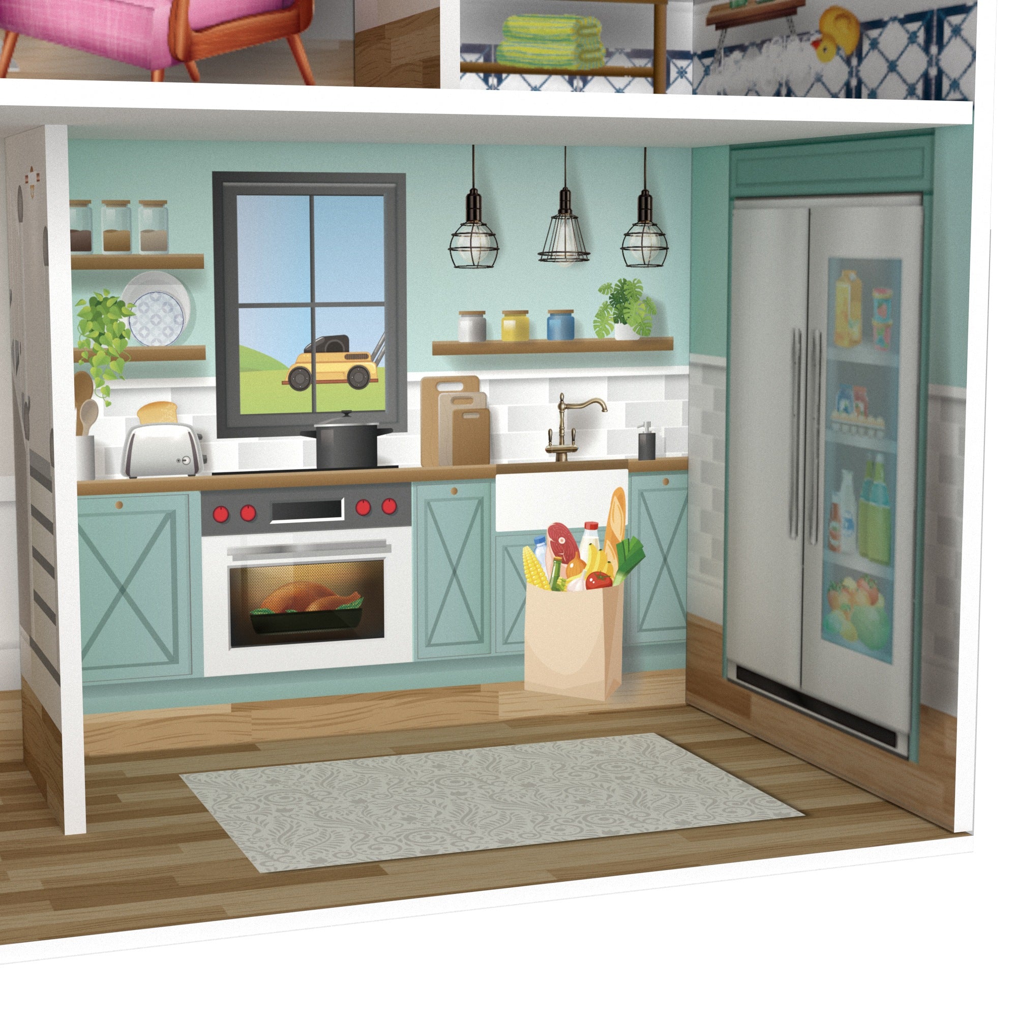 Olivia's Little World Kids Wooden Doll House 3 Floors & 13 Accessories TD-13632A