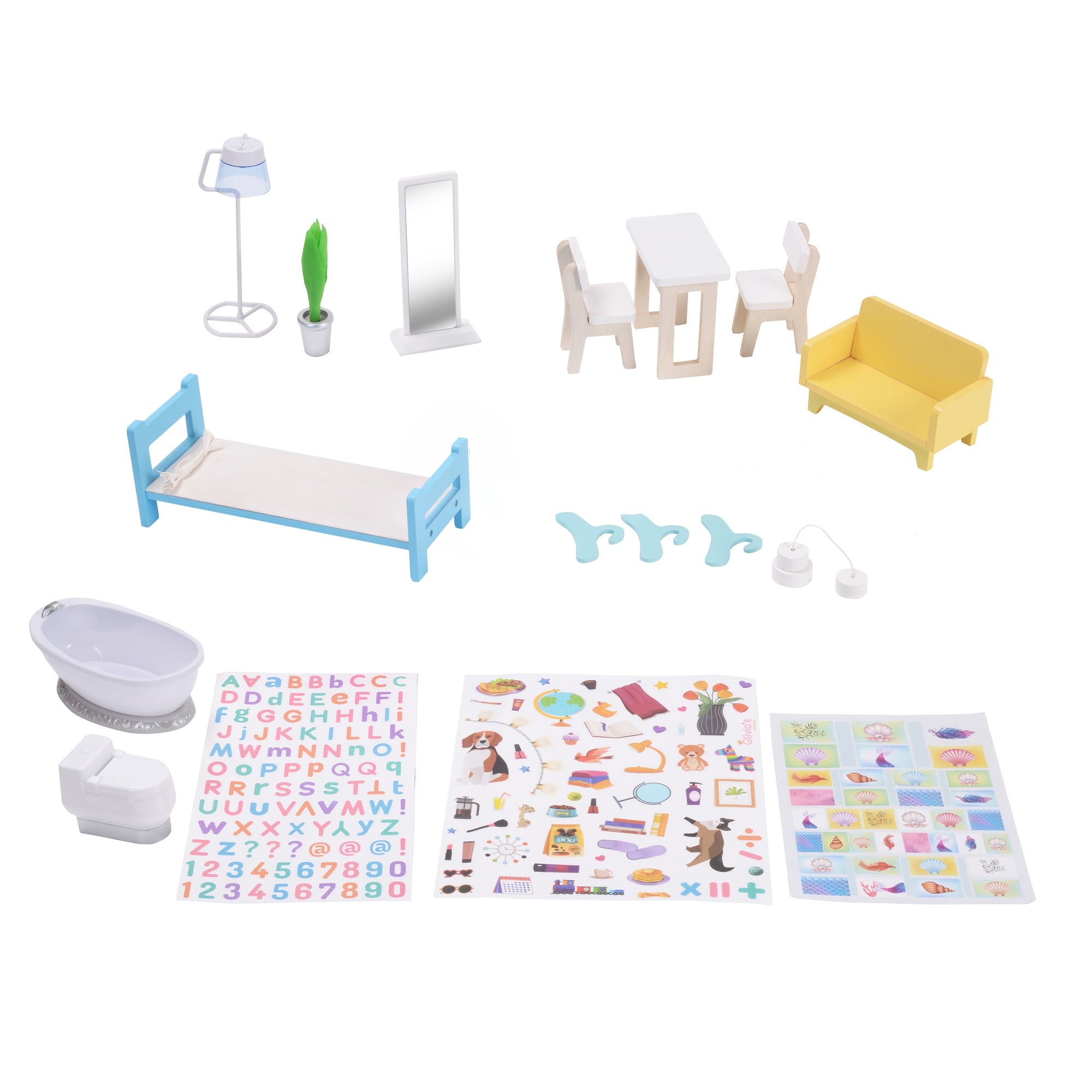 Olivia's Little World Large Kids Wooden Dolls House 3 Floors & 17 Accessories
