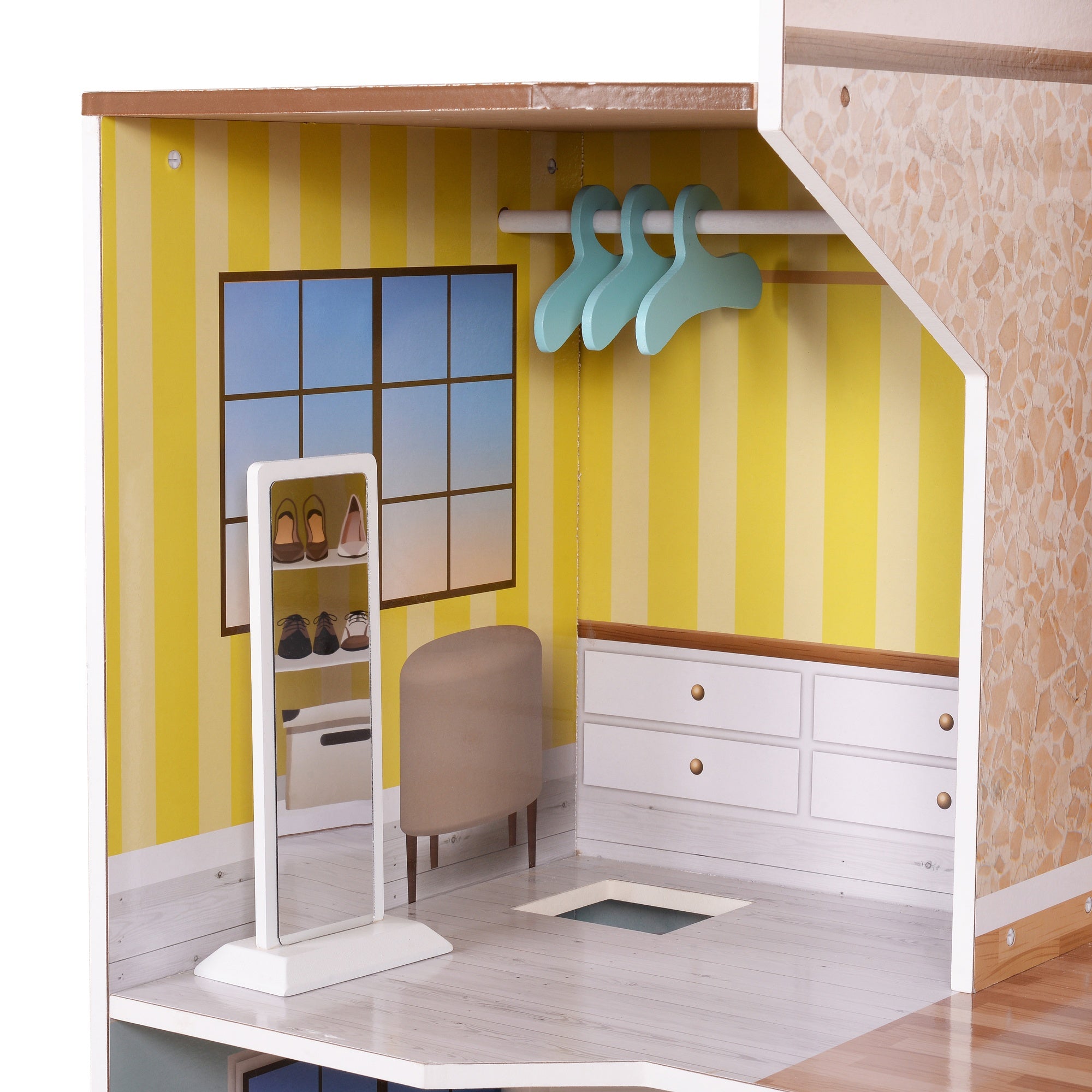 Olivia's Little World Large Kids Wooden Dolls House 3 Floors & 17 Accessories