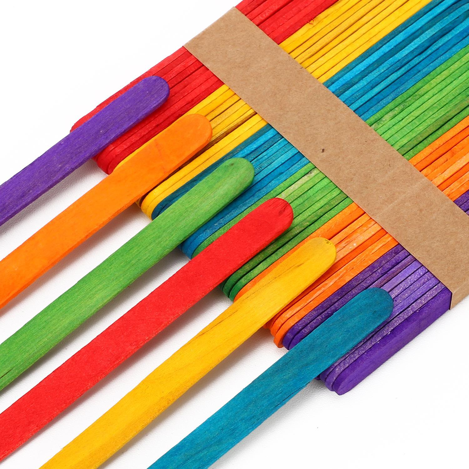 300pcs Coloured Wooden Lolly Sticks For Desserts Kids DIY Art & Crafts