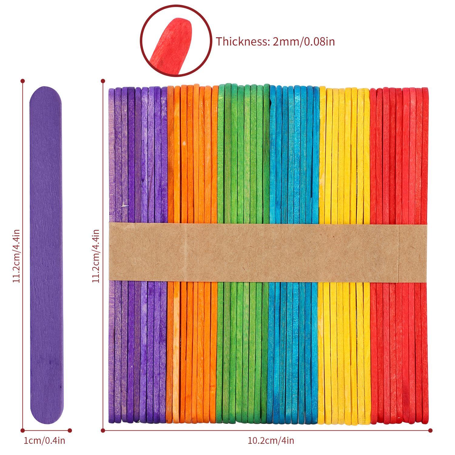 300pcs Coloured Wooden Lolly Sticks For Desserts Kids DIY Art & Crafts