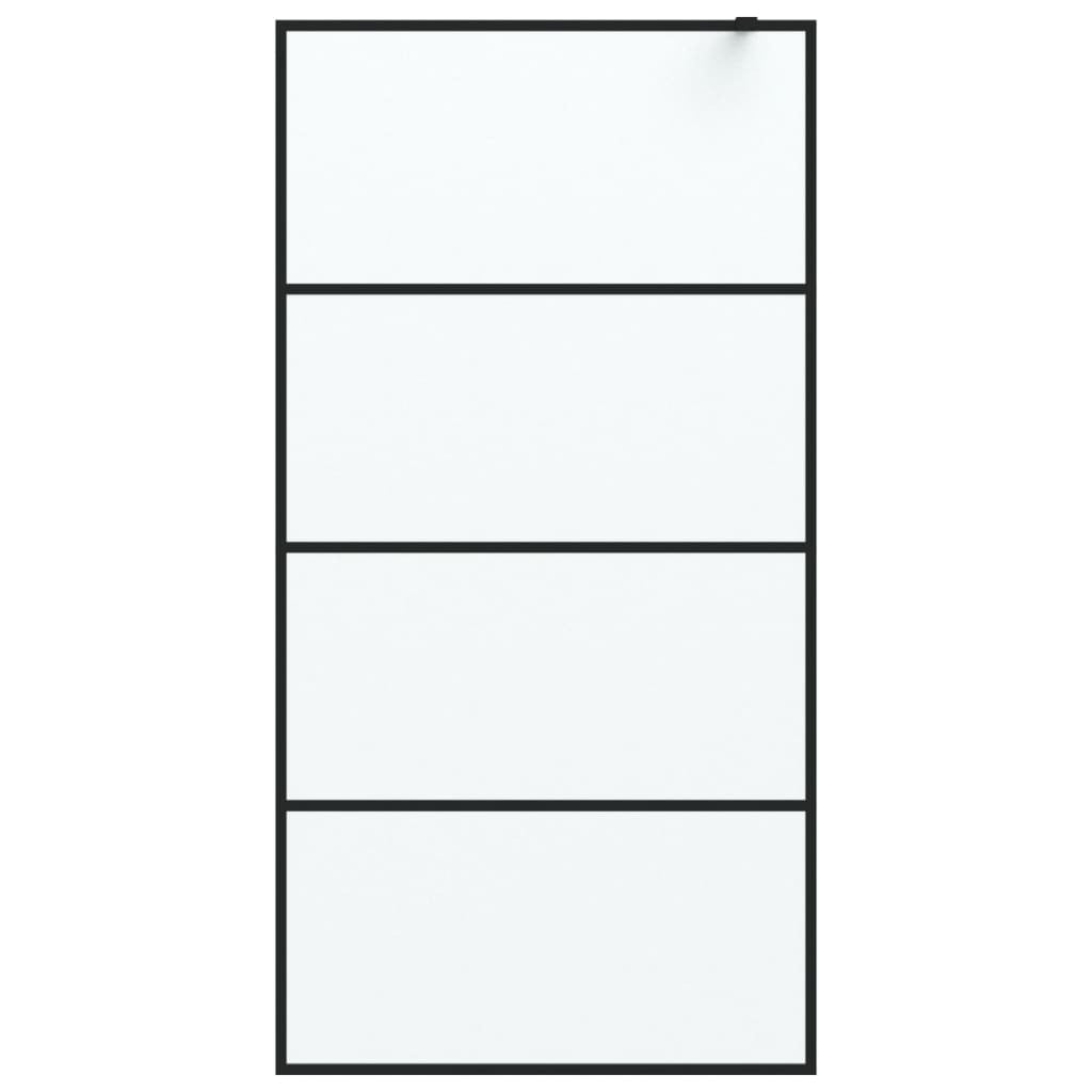 Walk-in Shower Wall Black 100x195 cm Frosted ESG Glass