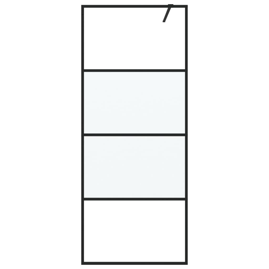 Walk-in Shower Wall Black 80x195 cm Half Frosted ESG Glass