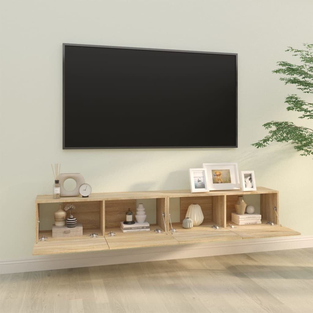 Wall TV Cabinets 2 pcs Sonoma Oak 100x30x30 cm Engineered Wood